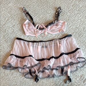 Victoria's Secret Skirt and Bra Pink and Black Set XS - Small